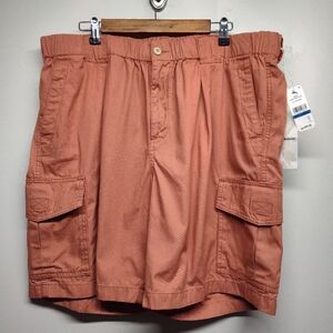New Tommy Bahama Cargo Shorts Men Size XLT Orange Pockets Elastic Waist Cotton